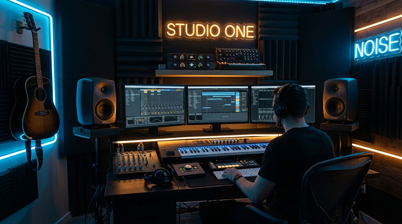 Music production studio background
